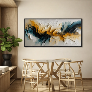 Teal Gold Rift Textured Wall Art styled interior scene 2 | OILDECO