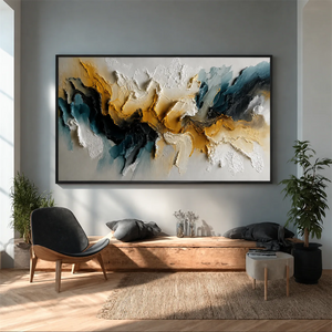 Teal Gold Rift Textured Wall Art styled interior scene 3 | OILDECO