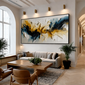 Teal Gold Rift Textured Wall Art styled interior scene 4 | OILDECO