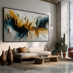 Teal Gold Rift Textured Wall Art styled interior scene 5 | OILDECO