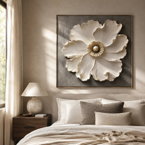 Ivory Bloom Floral Wall Art styled in a modern living room | Oildeco