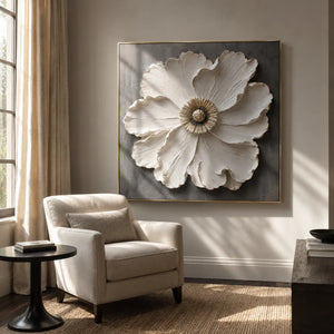 Ivory Bloom Floral Wall Art styled in a contemporary entryway | Oildeco