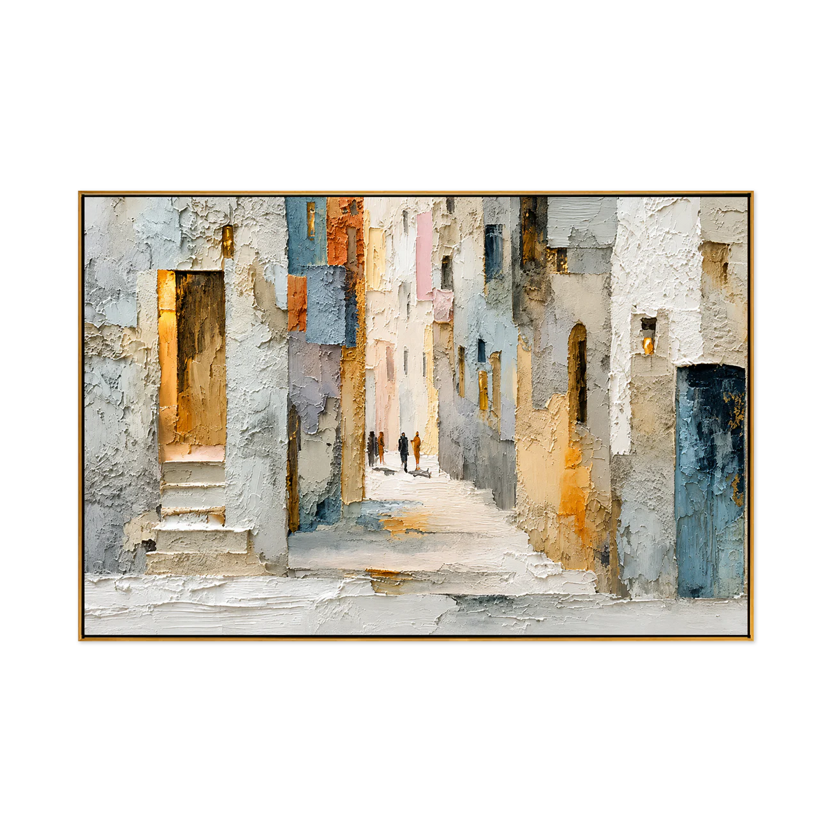 Sunlit Alley Textured Cityscape Wall Art
