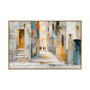 Sunlit Alley Textured Cityscape Wall Art | OILDECO