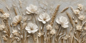 Ivory Meadow Relief Wall Art artwork view | OILDECO
