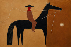 Ochre Lasso Rider Horse Wall Art artwork view | OILDECO