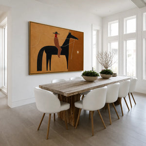 Ochre Lasso Rider Horse Wall Art styled interior scene 4 | OILDECO
