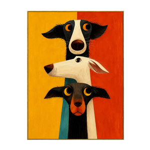 Colorblock Dog Trio Wall Art | OILDECO