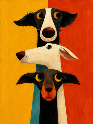 Colorblock Dog Trio Wall Art artwork view | OILDECO
