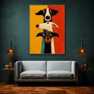Colorblock Dog Trio Wall Art styled interior scene 4 | OILDECO