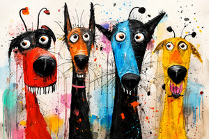 Splash Hound Quartet Wall Art artwork view | OILDECO