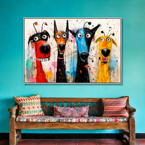 Splash Hound Quartet Wall Art styled interior scene 1 | OILDECO