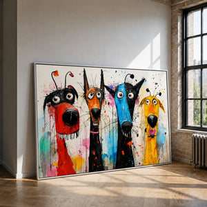 Splash Hound Quartet Wall Art styled interior scene 2 | OILDECO