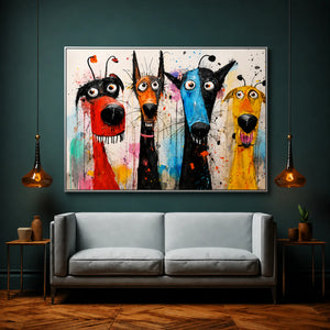 Splash Hound Quartet Wall Art styled interior scene 3 | OILDECO