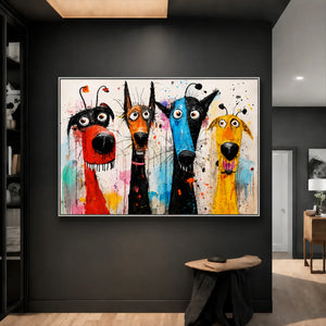 Splash Hound Quartet Wall Art styled interior scene 4 | OILDECO