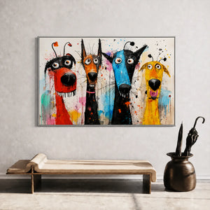 Splash Hound Quartet Wall Art styled interior scene 5 | OILDECO