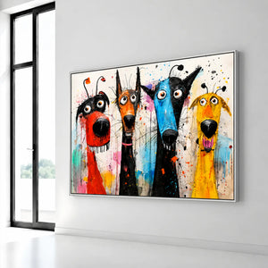 Splash Hound Quartet Wall Art styled interior scene 6 | OILDECO