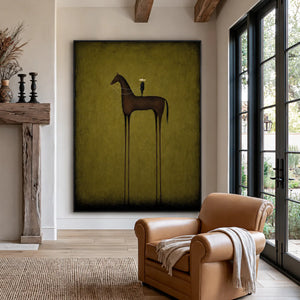 Olive Sentinel Horse Wall Art styled interior scene 1 | OILDECO
