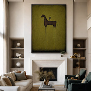 Olive Sentinel Horse Wall Art styled interior scene 2 | OILDECO