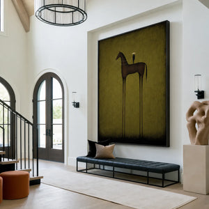 Olive Sentinel Horse Wall Art styled interior scene 3 | OILDECO