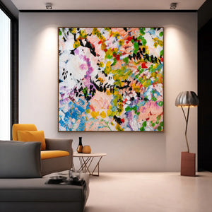 Chromatic Meadow Abstract Wall Art styled interior scene 2 | OILDECO