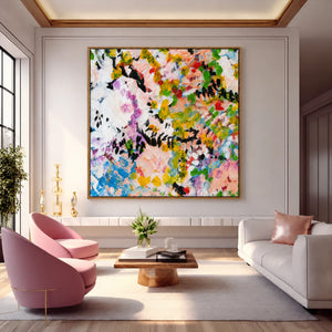 Chromatic Meadow Abstract Wall Art styled interior scene 6 | OILDECO
