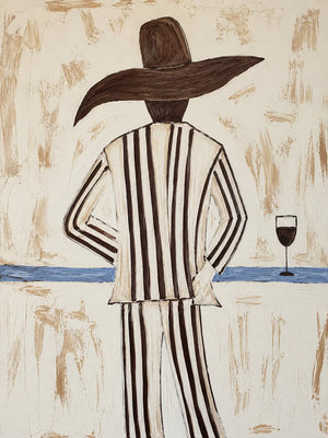 Original artwork view of Sun Hat Figure Wall Art | Oildeco