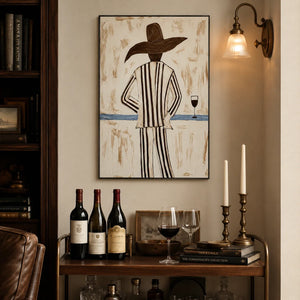 Sun Hat Figure Wall Art styled in a modern living room | Oildeco