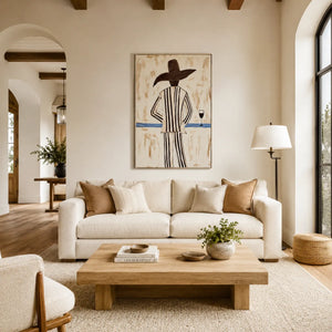 Sun Hat Figure Wall Art displayed in a bright dining room | Oildeco