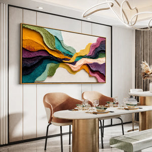 Chromatic Tides Textured Wall Art styled interior scene 1 | OILDECO