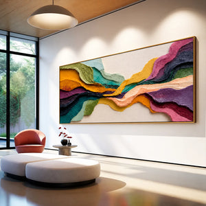 Chromatic Tides Textured Wall Art styled interior scene 3 | OILDECO