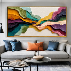 Chromatic Tides Textured Wall Art styled interior scene 4 | OILDECO