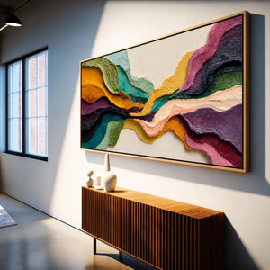 Chromatic Tides Textured Wall Art styled interior scene 5 | OILDECO