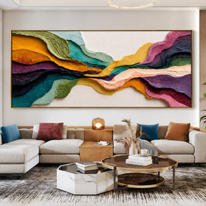 Chromatic Tides Textured Wall Art styled interior scene 6 | OILDECO