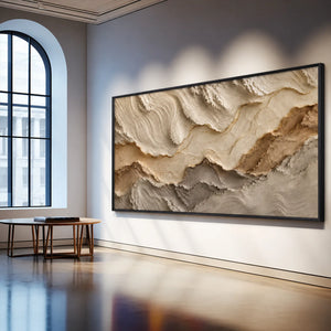 Ivory Strata Textured Wall Art styled interior scene 1 | OILDECO