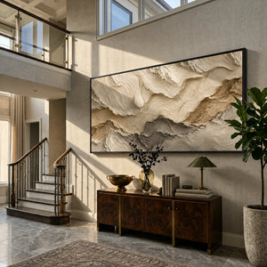 Ivory Strata Textured Wall Art styled interior scene 4 | OILDECO
