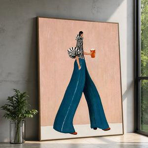 Striped Stroll Fashion Wall Art styled interior scene 1 | OILDECO