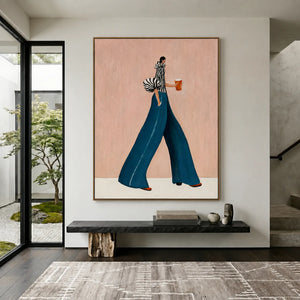 Striped Stroll Fashion Wall Art styled interior scene 3 | OILDECO