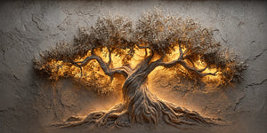 Golden Olive Tree Panoramic Wall Art artwork view | OILDECO