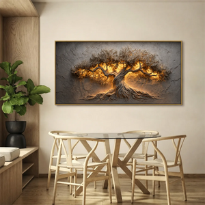 Golden Olive Tree Panoramic Wall Art styled interior scene 5 | OILDECO