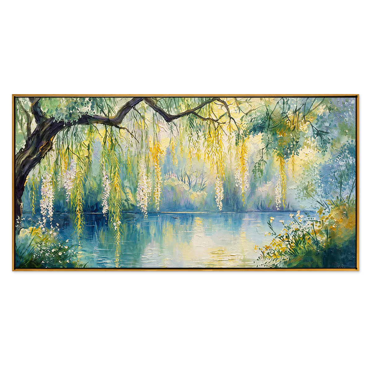 Sunlit Willow Lake Panoramic Wall Art