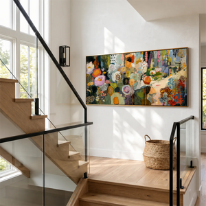 Garden Tapestry Panoramic Wall Art styled interior scene 1 | OILDECO