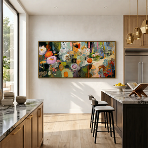 Garden Tapestry Panoramic Wall Art styled interior scene 3 | OILDECO