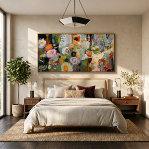 Garden Tapestry Panoramic Wall Art styled interior scene 4 | OILDECO