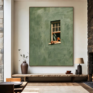 Sage Window Reader Wall Art styled interior scene 1 | OILDECO