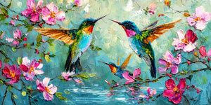 Blossom Flight Hummingbird Wall Art artwork view | OILDECO