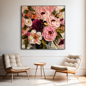 Velvet Rose Garden Textured Wall Art styled interior scene 1 | OILDECO