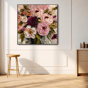 Velvet Rose Garden Textured Wall Art styled interior scene 3 | OILDECO