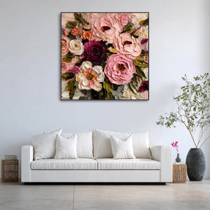 Velvet Rose Garden Textured Wall Art styled interior scene 5 | OILDECO