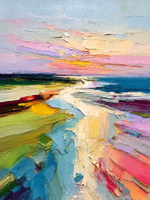 Pastel Coastline Textured Wall Art artwork view | OILDECO